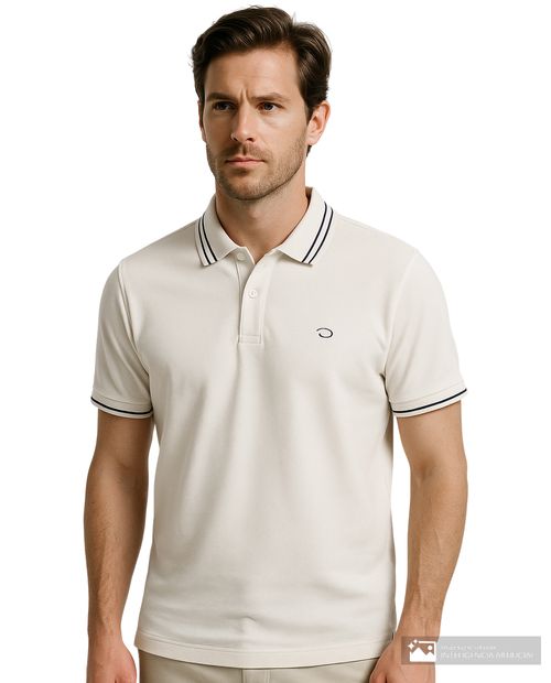 Camisa polo Oscar de la Renta tailored fit ivory sólida para hombre