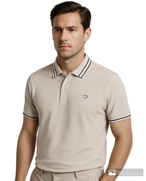 Camisa polo Oscar de la Renta classic fit beige sólida para hombre