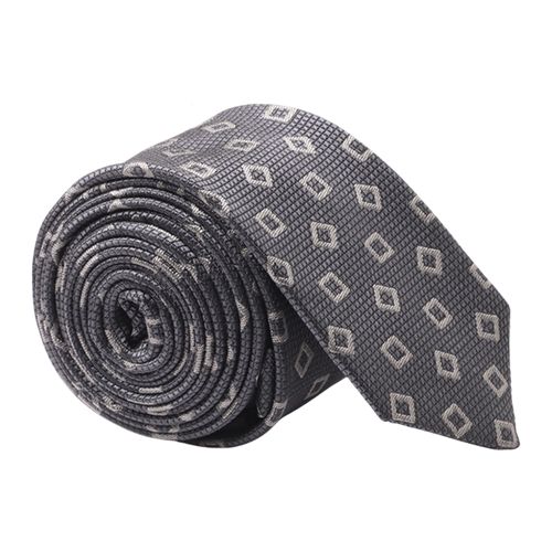 Corbata Unexpected gris con mini print de cuadros para hombre