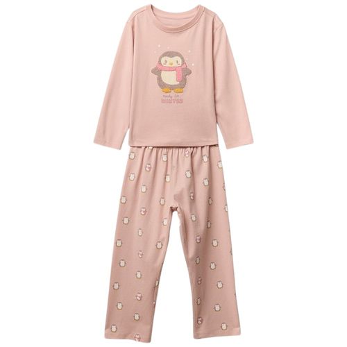 Pijama de 2 piezas rosada estampada para niña