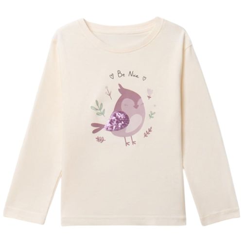 Camiseta beige estampada para niña