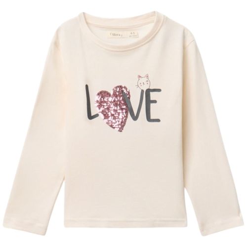 Camiseta beige estampada para niña