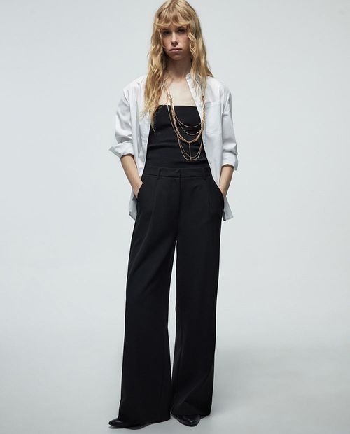 Pantalón Sfera wide leg negro de cintura alta para mujer