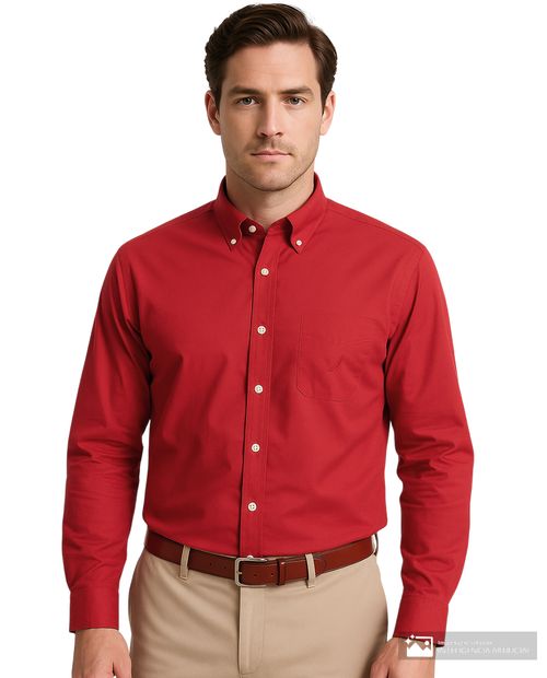 Camisa casual Nautica classic fit roja sólida para hombre