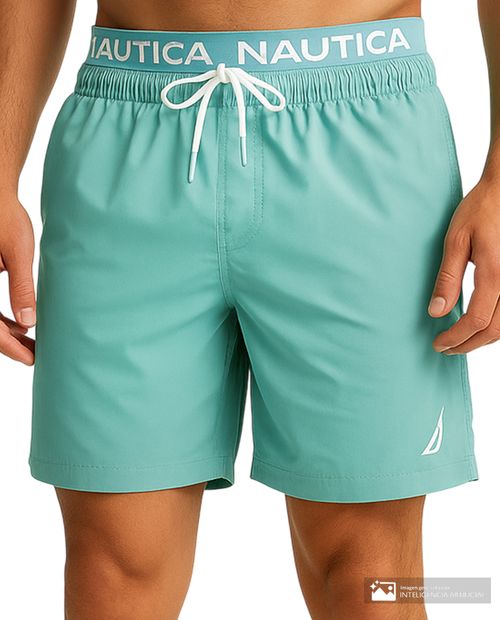 Calzoneta de baño Nautica verde aqua sólida para hombre