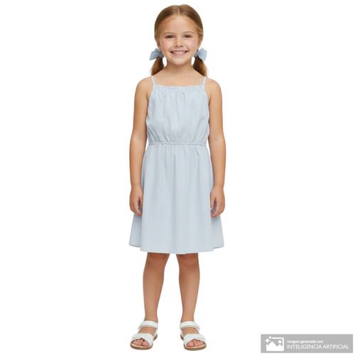Vestido celeste sólido para niña
