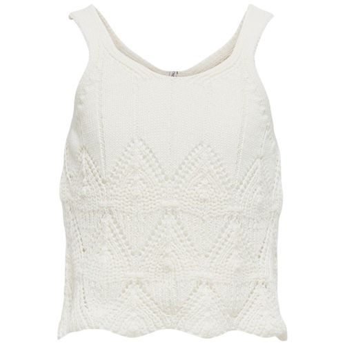 Blusa blanca tejida para niña