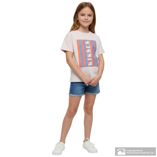 Camiseta morado lila con estampado para niña