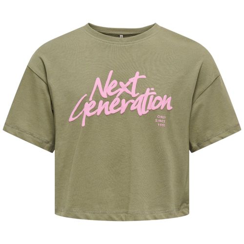 Camiseta verde oliva con estampado para niña