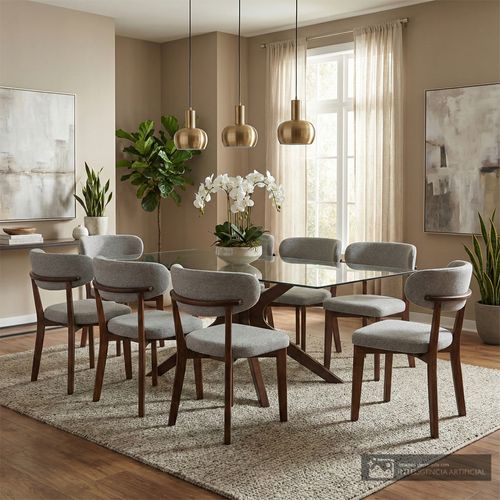 Juego de comedor 8 personas top de vidrio Fratelo