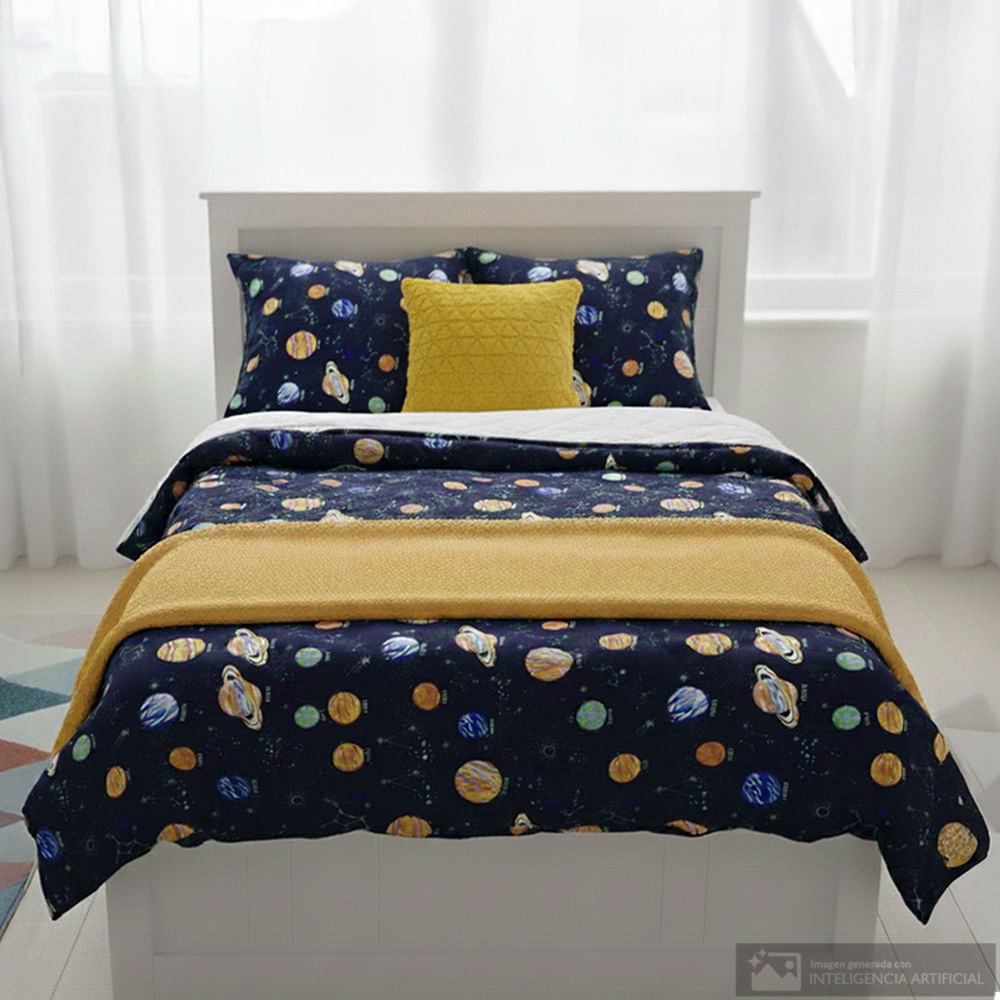 Edredón infantil de poliéster estampado universe + frazada, image size:1000x1000