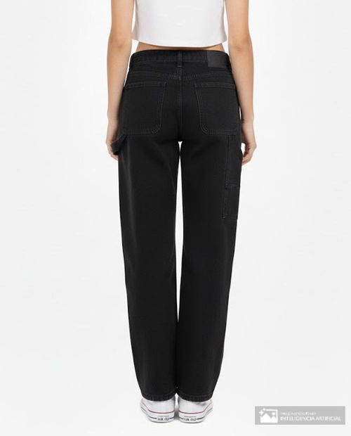 Jeans Orange balloon negro de cintura media para mujer