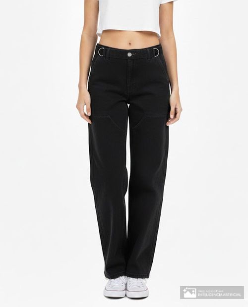 Jeans Orange balloon negro de cintura media para mujer