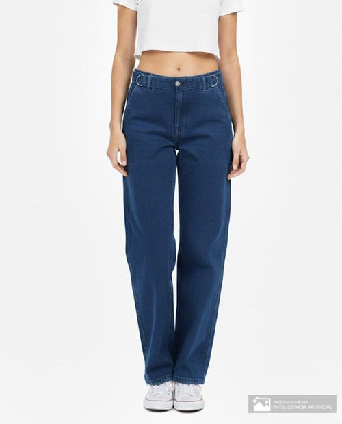 Jeans Orange balloon azul de cintura media para mujer