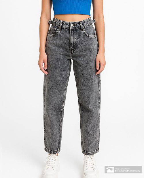 Jeans Orange balloon gris de cintura alta para mujer