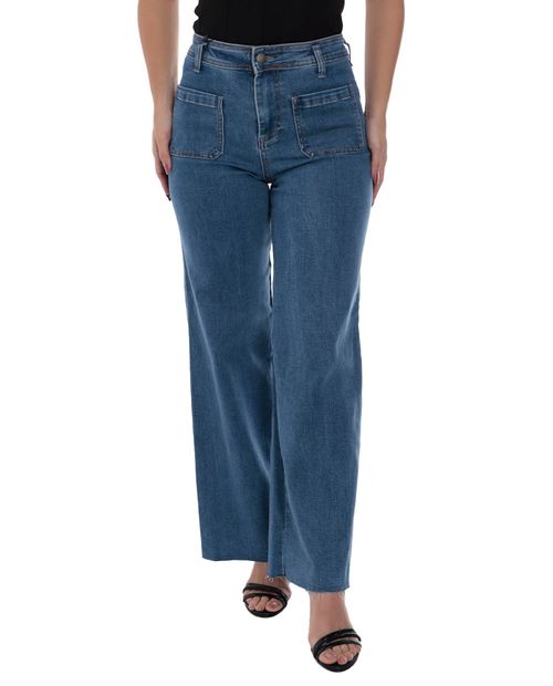 Jeans Unexpected wide leg azul de cintura alta para mujer