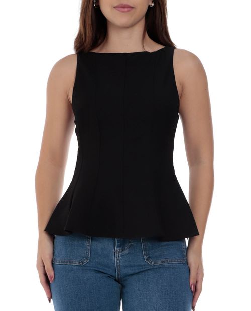 Blusa Unexpected peplum negra sin mangas para mujer