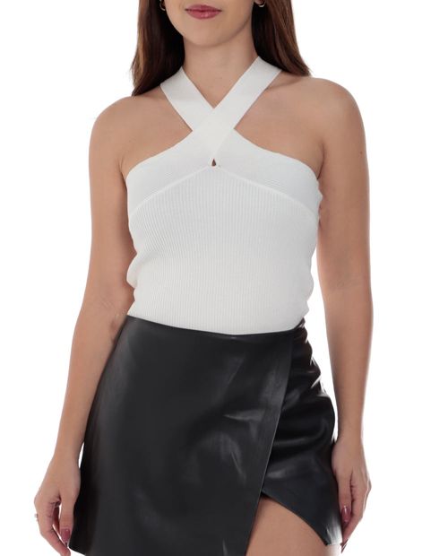 Blusa Orange halter blanca de tirantes para mujer
