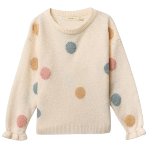 Suéter beige diseño multicolor para niña