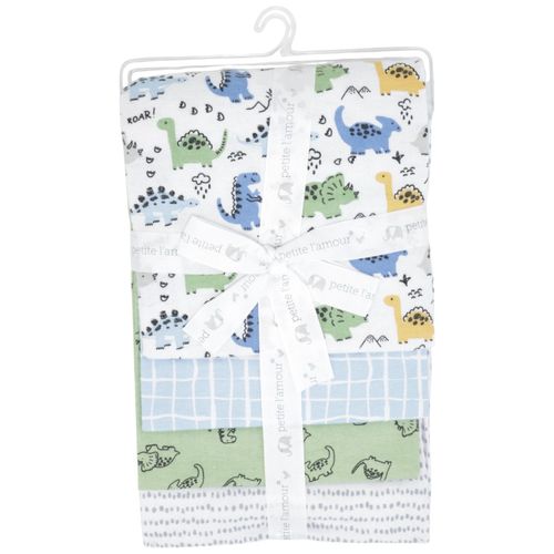 Set de 4 frazadas multicolor estampados para bebé niño