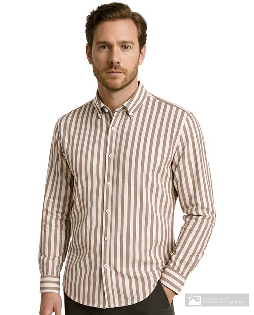 Camisa casual Orange café rayada para hombre