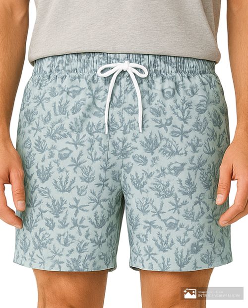 Calzoneta de baño Orange celeste con estampado marino para hombre