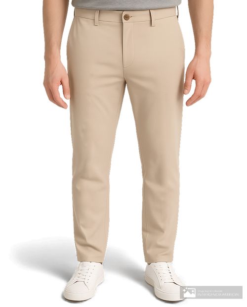 Pantalón casual Oscar de la Renta straight fit beige sólido para hombre