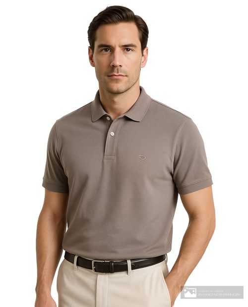 Camisa polo Oscar de la Renta khaki heather para hombre