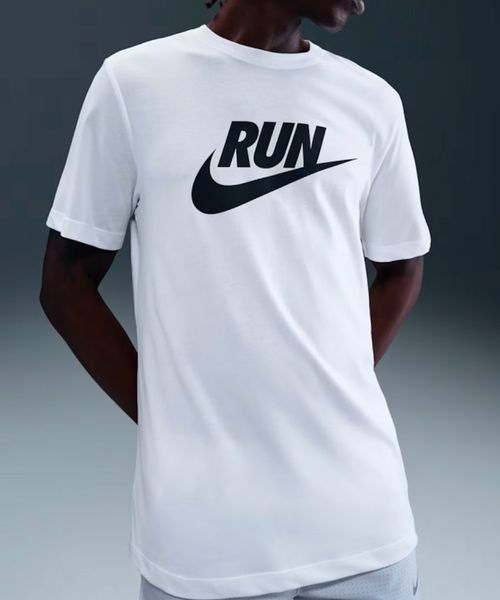 Camiseta deportiva Nike running blanca estampada para hombre