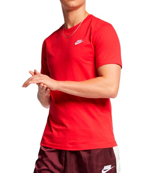 Camiseta deportiva Nike sportswear roja bordada para hombre