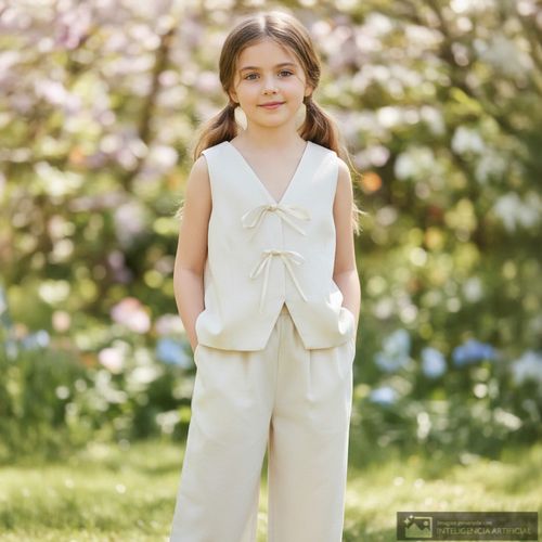 Chaleco beige para niña