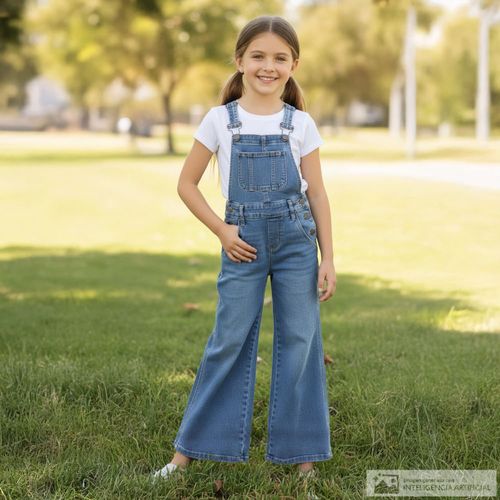 Overol azul denim para niña