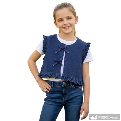 Chaleco azul denim para niña