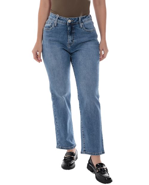 Jeans Nicolle straight azul de cintura alta para mujer