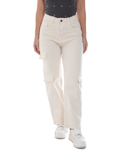 Jeans Orange cargo beige de cintura alta para mujer