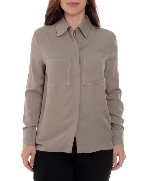 Blusa Unexpected camisera beige manga larga para mujer