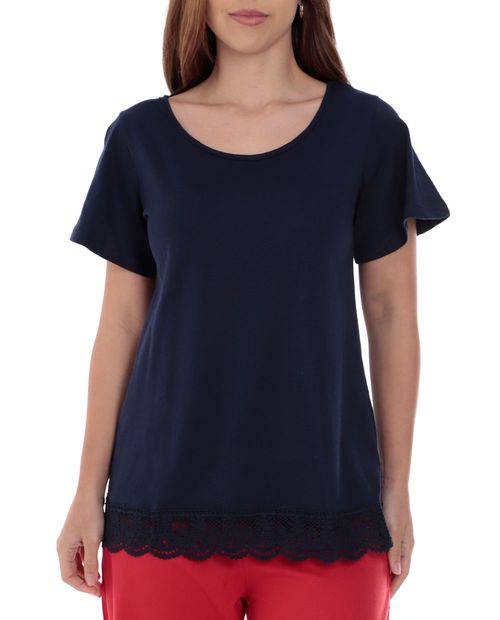 Blusa Nicolle casual azul manga corta para mujer