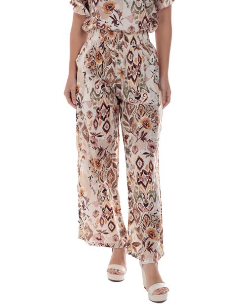 Pantalón Sabrina palazzo estampado de cintura alta para mujer