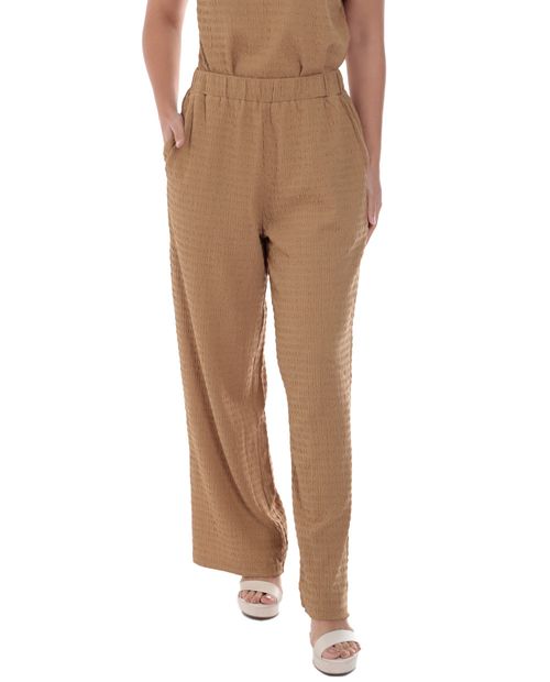 Pantalón Sabrina straight beige de cintura alta para mujer