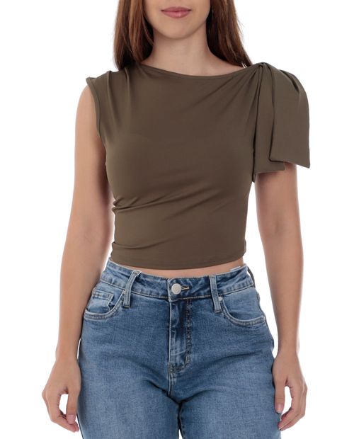 Blusa Unexpected crop top verde sin mangas para mujer