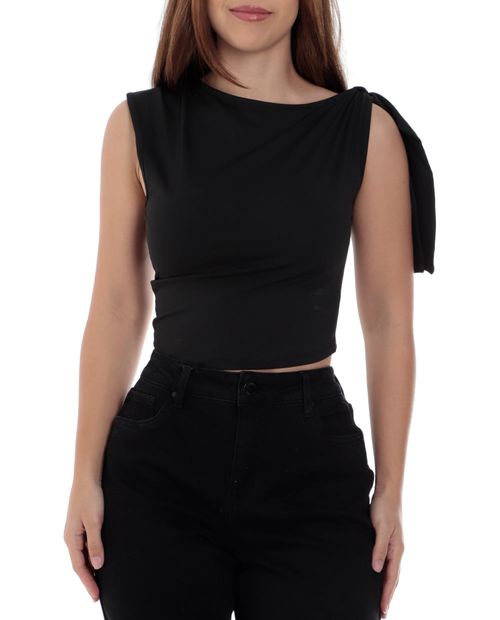 Blusa Unexpected crop top negra sin mangas para mujer