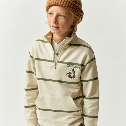 Sudadera beige rayada para niño