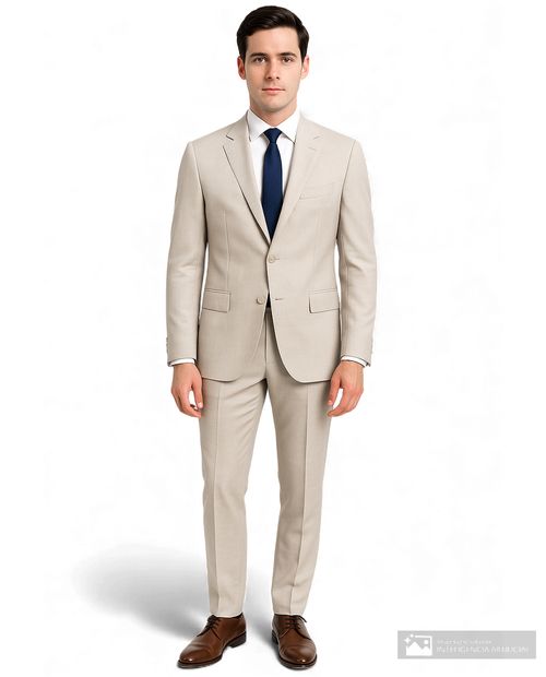 Traje Nautica slim fit beige heather para hombre