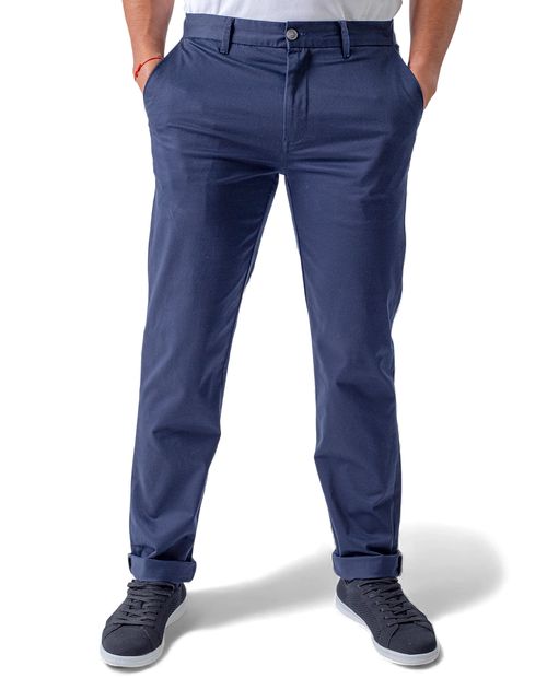 Pantalón casual Carven slim fit azul sólido para hombre