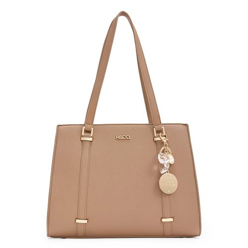 Cartera tote H&Co Amalia color nude para mujer