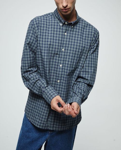 Camisa casual Sfera verde sage cuadriculada para hombre