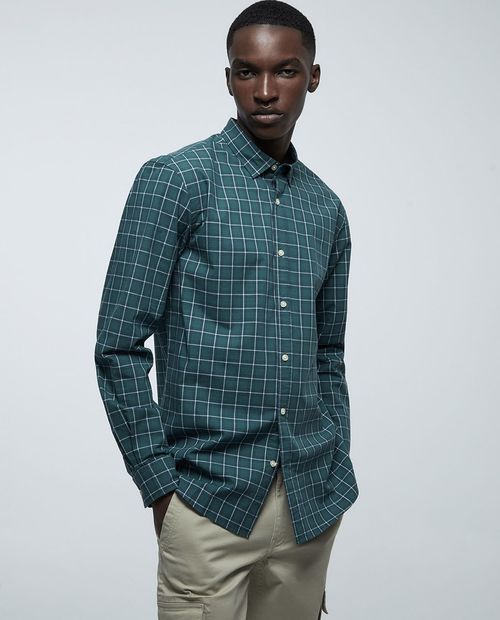 Camisa casual Sfera verde cuadriculada para hombre