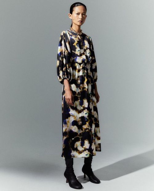 Vestido Sfera maxi estampado manga larga para mujer