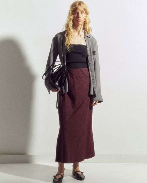 Falda Sfera maxi estampada de cintura alta para mujer