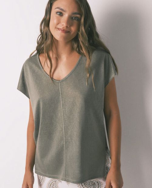 Camiseta de pijama Women Secret verde para mujer